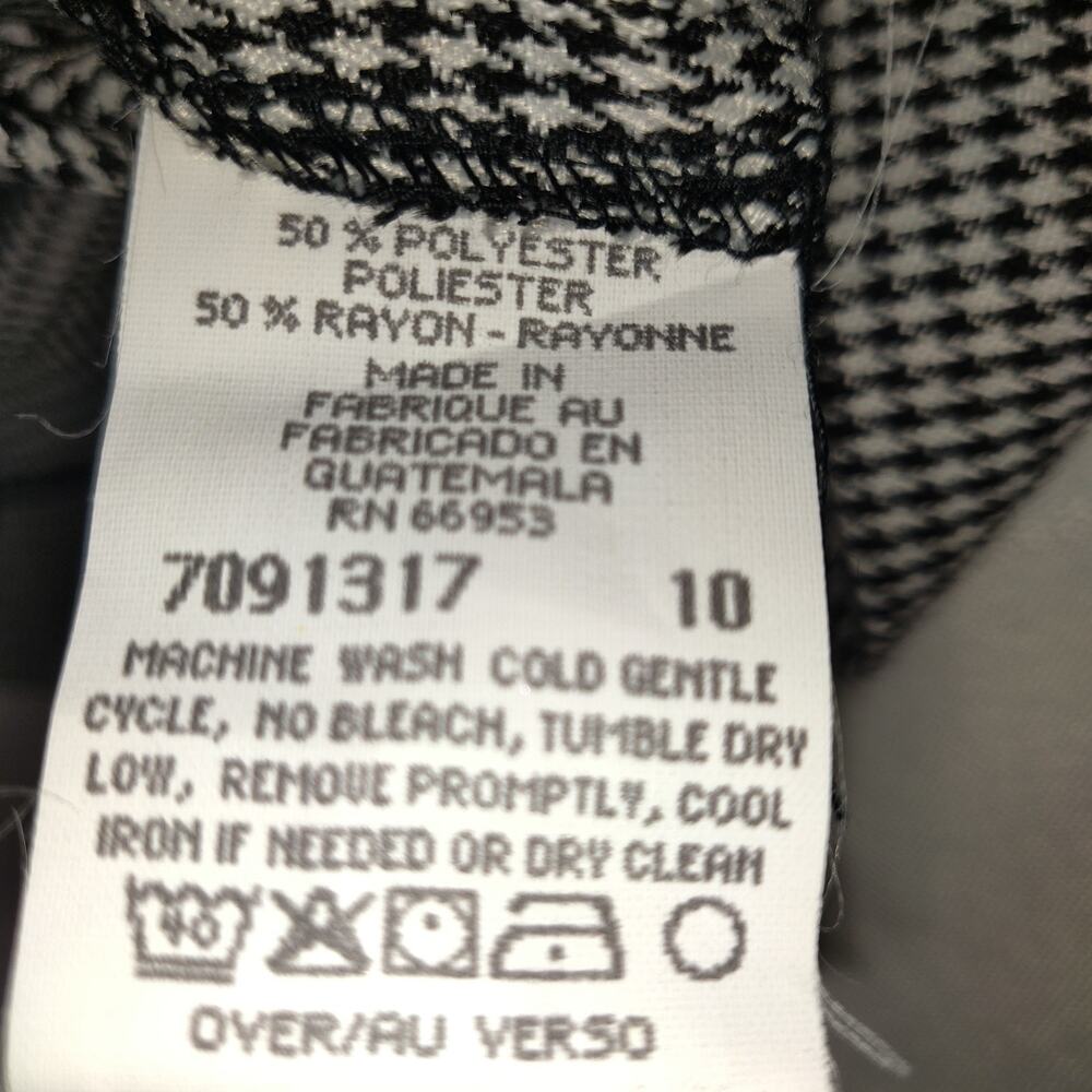 Leslie Fay Houndstooth Pencil Skirt 10 Black White Career Rainbow Brights NWT - Picture 7 of 16